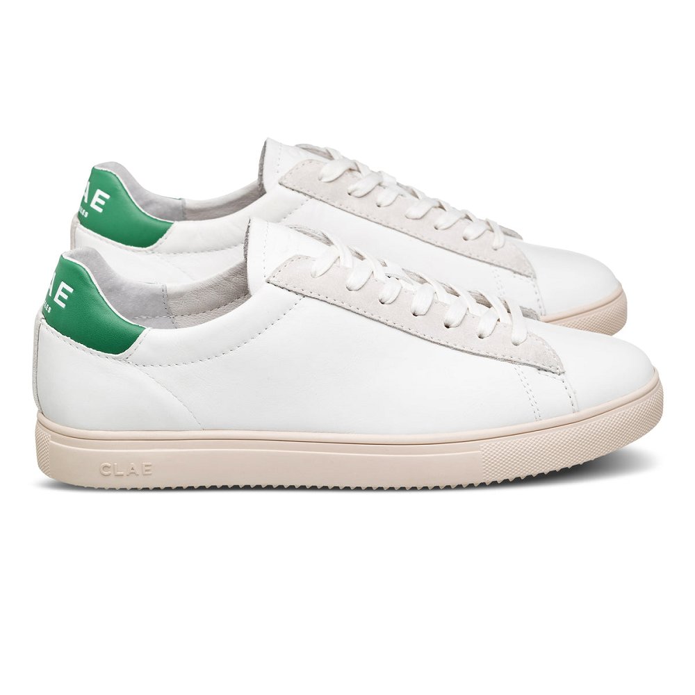 CLAE BRADLEY CALIFORNIA Shoes Womens USA361-G94 In White Leather Pine Green